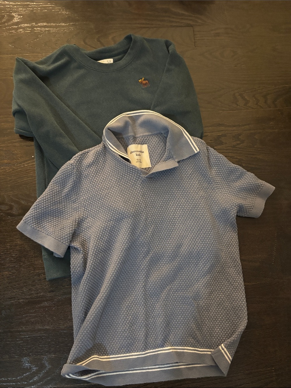 Abercrombie & Fitch Light Blue Textured Polo and Teal Crewneck Combo - boys